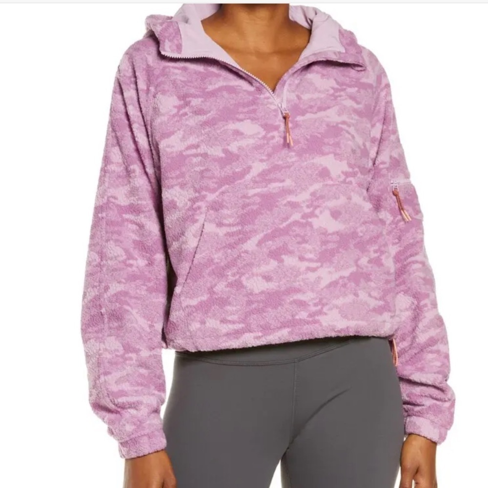 OUTDOOR VOICES Fleece Half Zip Hoodie -Provence Cloud - Sz:Small
